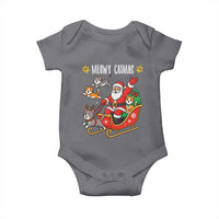 Funny Christmas Cat Baby Onesie Meowy Catmas Santa Sleigh Xmas - Wonder Print Shop