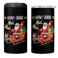 Funny Christmas Cat 4 in 1 Can Cooler Tumbler Meowy Catmas Santa Sleigh Xmas