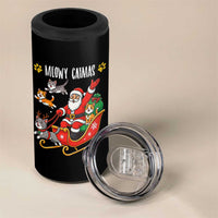 Funny Christmas Cat 4 in 1 Can Cooler Tumbler Meowy Catmas Santa Sleigh Xmas