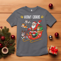 Funny Christmas Cat T Shirt Meowy Catmas Santa Sleigh Xmas - Wonder Print Shop