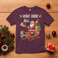 Funny Christmas Cat T Shirt Meowy Catmas Santa Sleigh Xmas - Wonder Print Shop