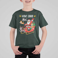 Funny Christmas Cat T Shirt For Kid Meowy Catmas Santa Sleigh Xmas - Wonder Print Shop