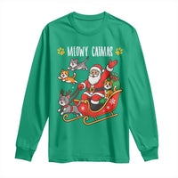 Funny Christmas Cat Long Sleeve Shirt Meowy Catmas Santa Sleigh Xmas - Wonder Print Shop