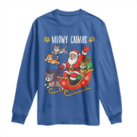 Funny Christmas Cat Long Sleeve Shirt Meowy Catmas Santa Sleigh Xmas - Wonder Print Shop