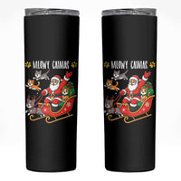 Funny Christmas Cat Skinny Tumbler Meowy Catmas Santa Sleigh Xmas
