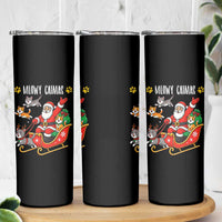 Funny Christmas Cat Skinny Tumbler Meowy Catmas Santa Sleigh Xmas