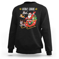 Funny Christmas Cat Sweatshirt Meowy Catmas Santa Sleigh Xmas - Wonder Print Shop