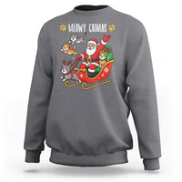 Funny Christmas Cat Sweatshirt Meowy Catmas Santa Sleigh Xmas - Wonder Print Shop