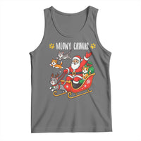 Funny Christmas Cat Tank Top Meowy Catmas Santa Sleigh Xmas - Wonder Print Shop