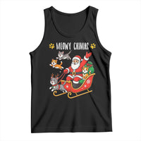 Funny Christmas Cat Tank Top Meowy Catmas Santa Sleigh Xmas - Wonder Print Shop