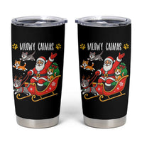 Funny Christmas Cat Tumbler Cup Meowy Catmas Santa Sleigh Xmas