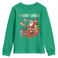 Funny Christmas Cat Youth Sweatshirt Meowy Catmas Santa Sleigh Xmas - Wonder Print Shop