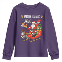 Funny Christmas Cat Youth Sweatshirt Meowy Catmas Santa Sleigh Xmas - Wonder Print Shop