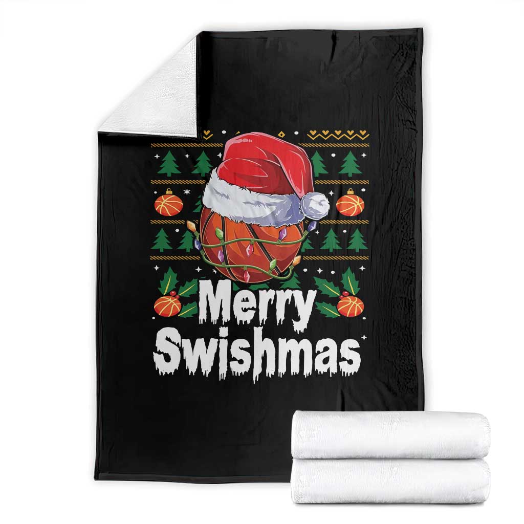 Basketball Christmas Throw Blanket Funny Merry Swishmas Sports - Wonder Print Shop