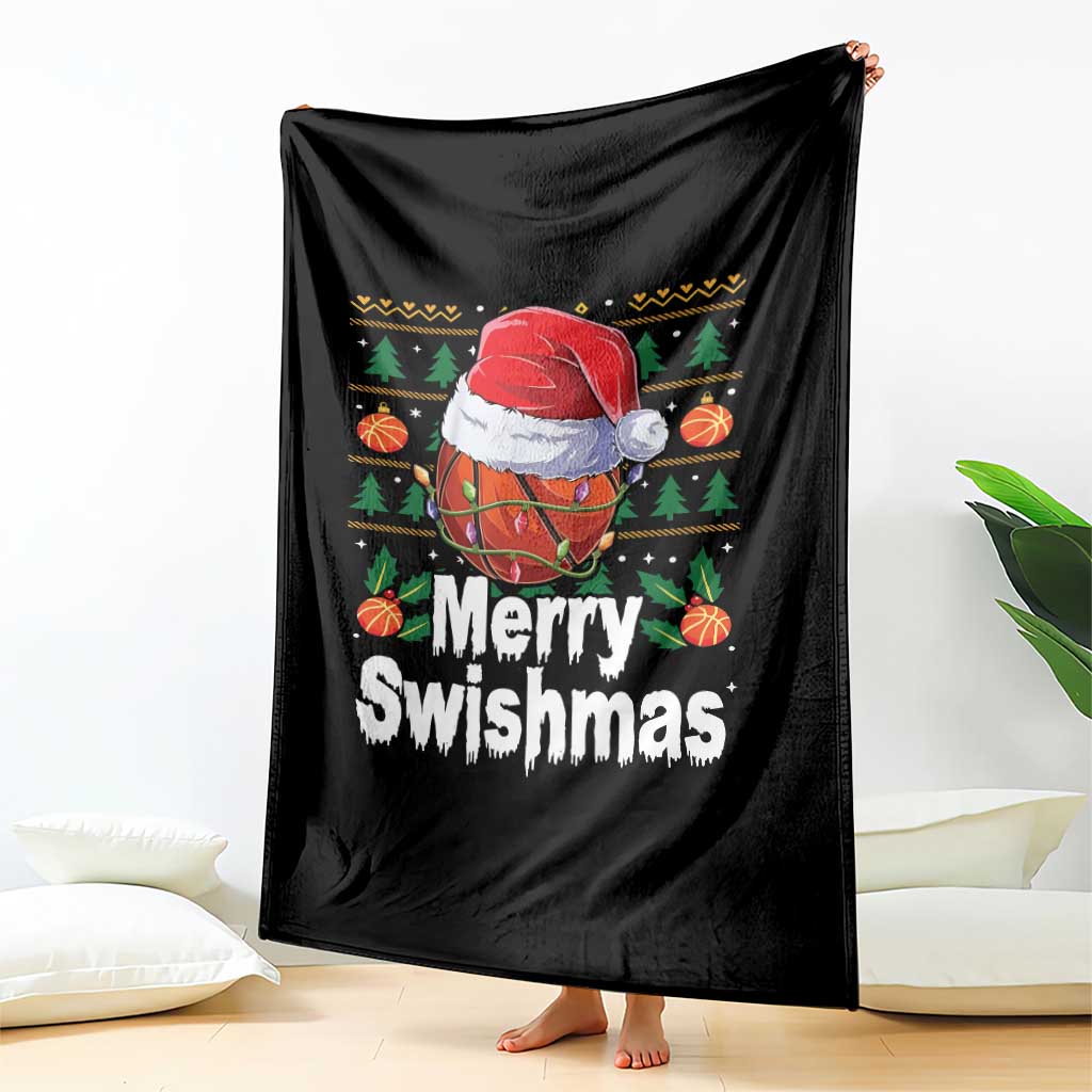 Basketball Christmas Throw Blanket Funny Merry Swishmas Sports - Wonder Print Shop