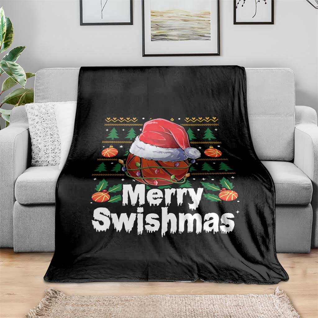 Basketball Christmas Throw Blanket Funny Merry Swishmas Sports - Wonder Print Shop