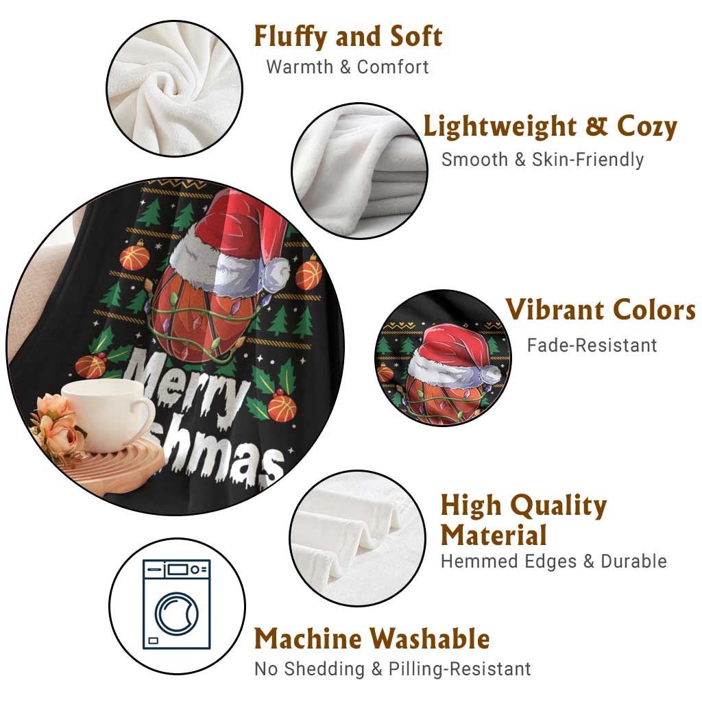 Basketball Christmas Throw Blanket Funny Merry Swishmas Sports - Wonder Print Shop