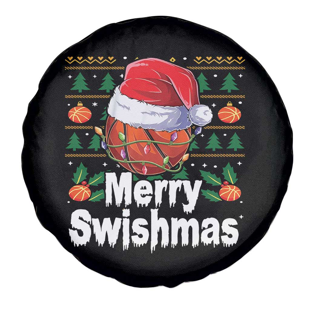 Basketball Christmas Spare Tire Cover Funny Merry Swishmas Sports - Wonder Print Shop