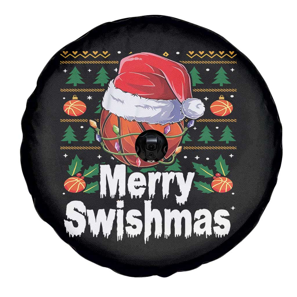 Basketball Christmas Spare Tire Cover Funny Merry Swishmas Sports - Wonder Print Shop