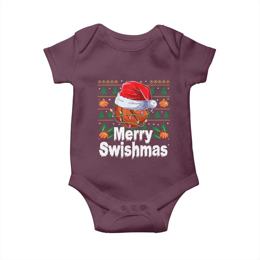 Basketball Christmas Baby Onesie Funny Merry Swishmas Sports - Wonder Print Shop