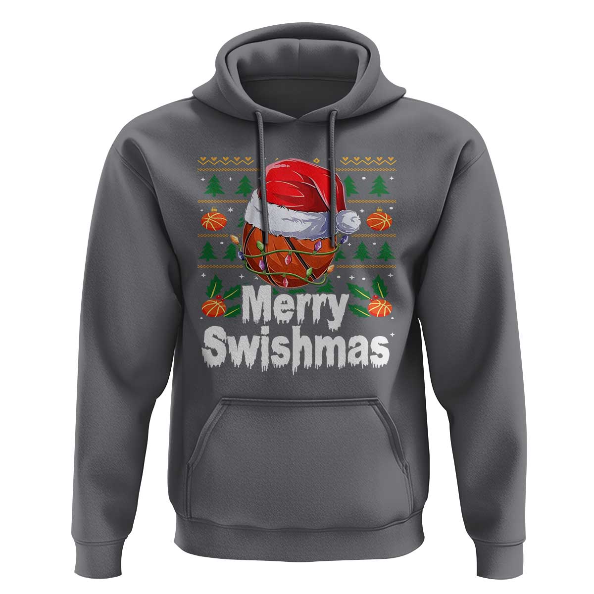 Basketball Christmas Hoodie Funny Merry Swishmas Sports - Wonder Print Shop