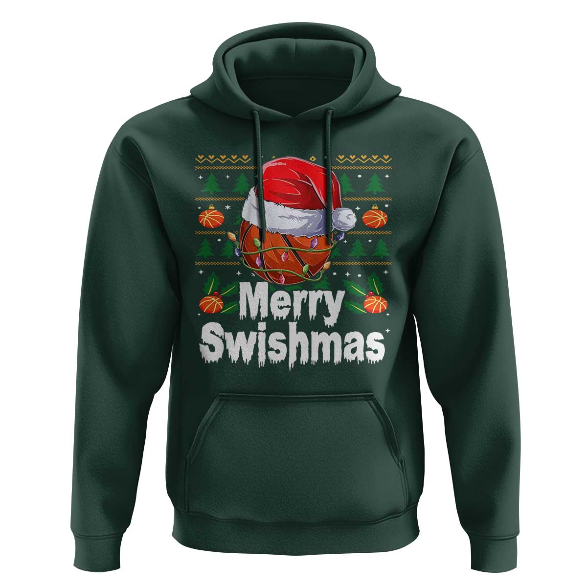 Basketball Christmas Hoodie Funny Merry Swishmas Sports - Wonder Print Shop