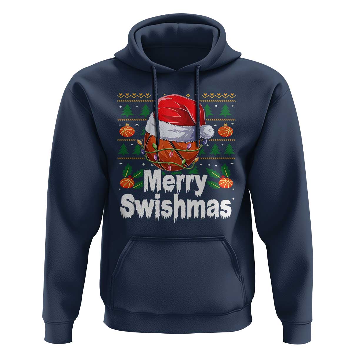 Basketball Christmas Hoodie Funny Merry Swishmas Sports - Wonder Print Shop
