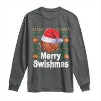 Basketball Christmas Long Sleeve Shirt Funny Merry Swishmas Sports - Wonder Print Shop