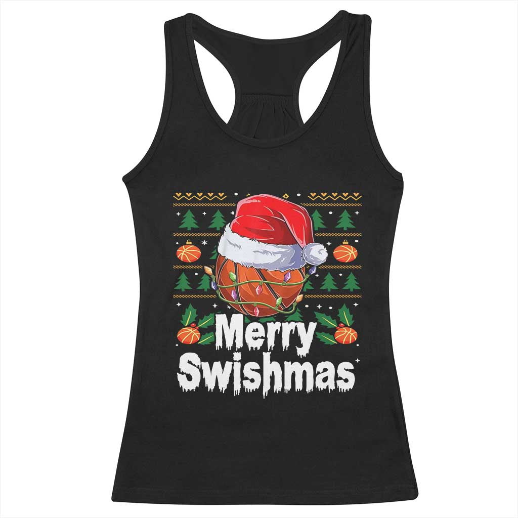 Basketball Christmas Racerback Tank Top Funny Merry Swishmas Sports - Wonder Print Shop