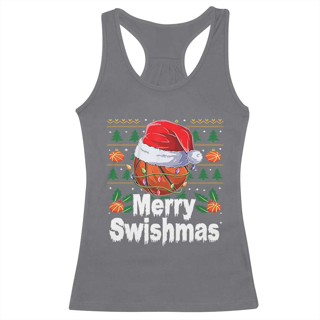 Basketball Christmas Racerback Tank Top Funny Merry Swishmas Sports - Wonder Print Shop