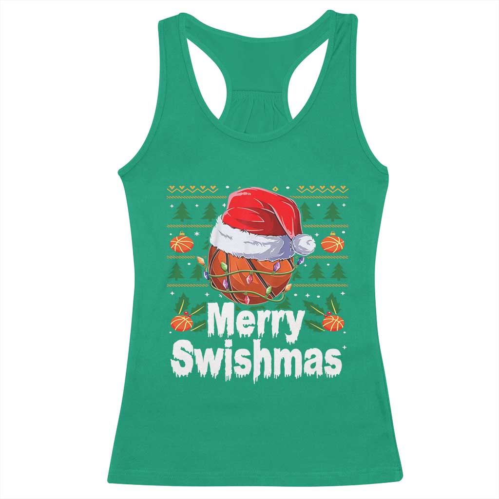 Basketball Christmas Racerback Tank Top Funny Merry Swishmas Sports - Wonder Print Shop