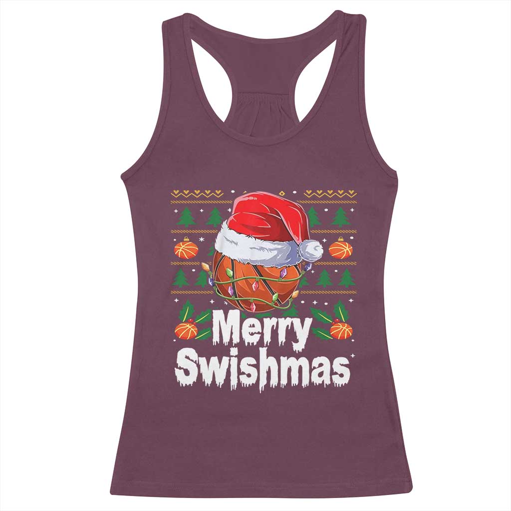 Basketball Christmas Racerback Tank Top Funny Merry Swishmas Sports - Wonder Print Shop