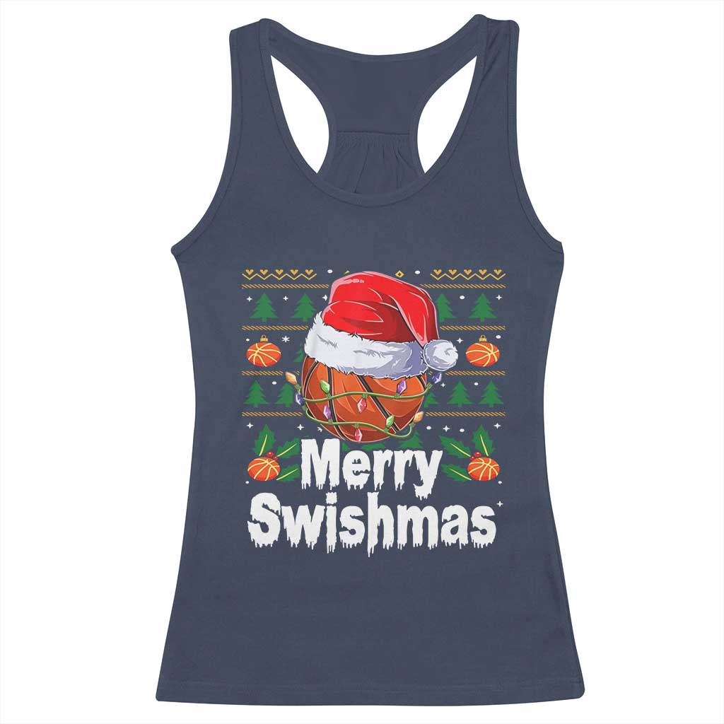 Basketball Christmas Racerback Tank Top Funny Merry Swishmas Sports - Wonder Print Shop