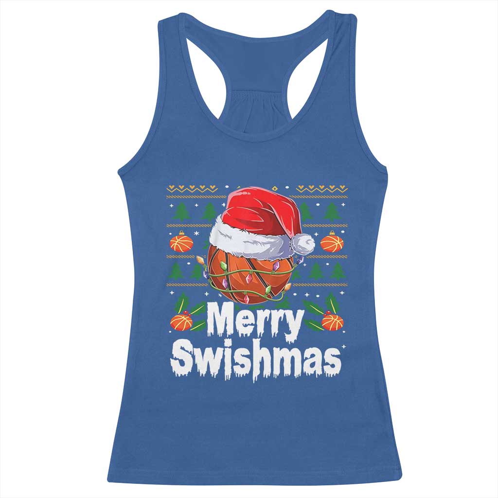 Basketball Christmas Racerback Tank Top Funny Merry Swishmas Sports - Wonder Print Shop