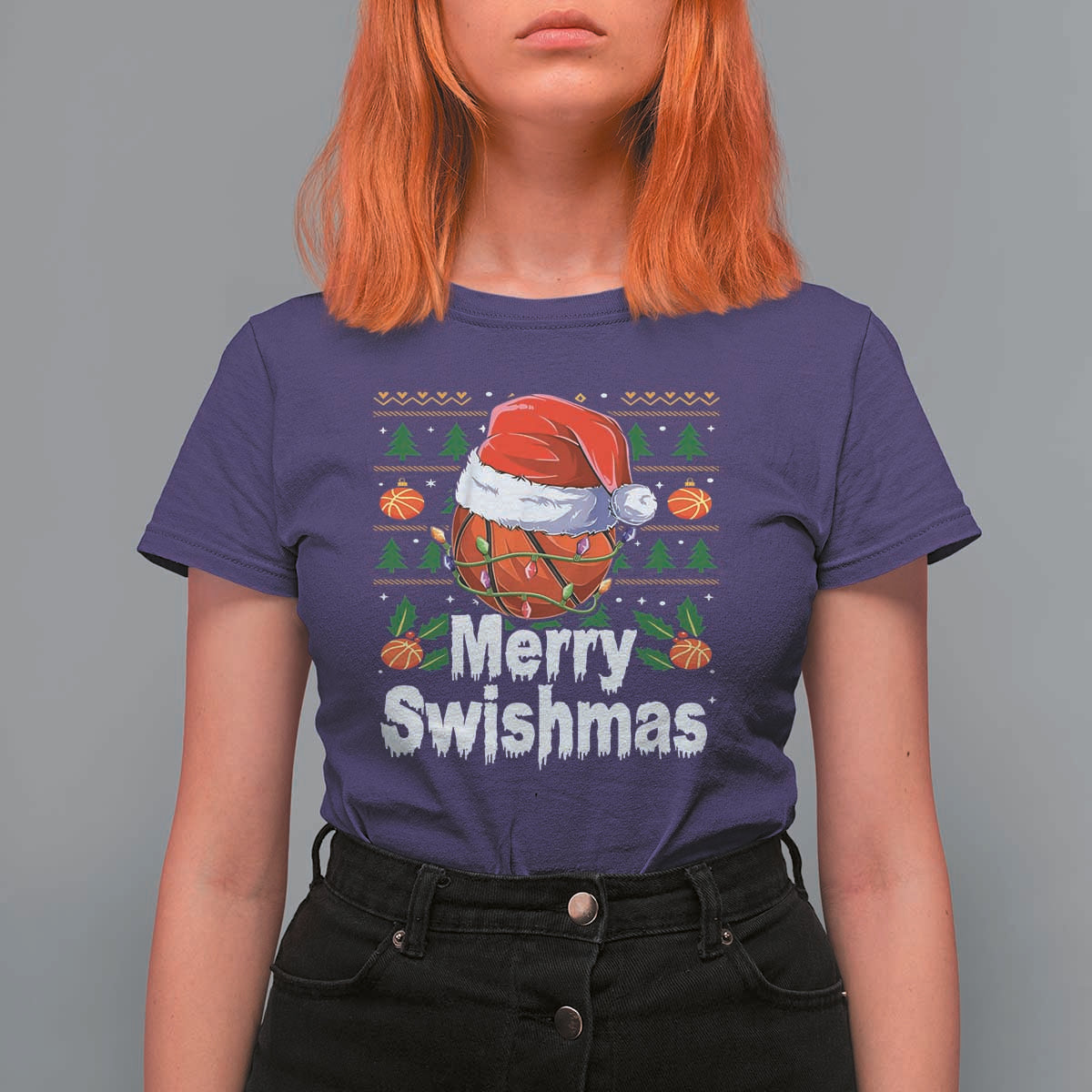 Basketball Christmas T Shirt For Women Funny Merry Swishmas Sports - Wonder Print Shop