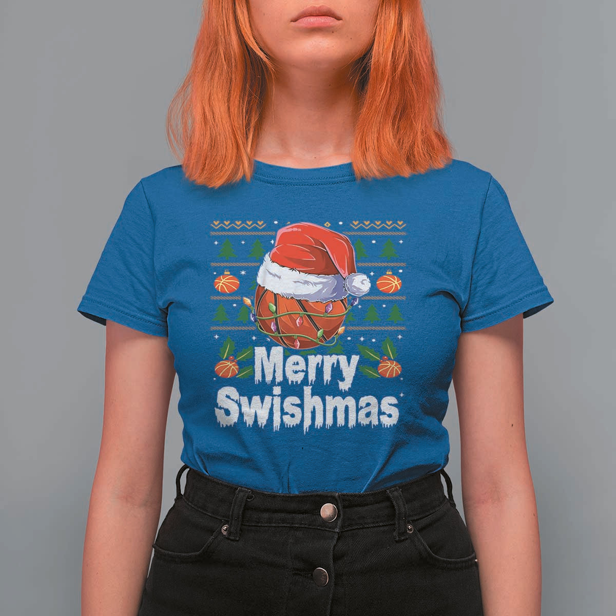 Basketball Christmas T Shirt For Women Funny Merry Swishmas Sports - Wonder Print Shop