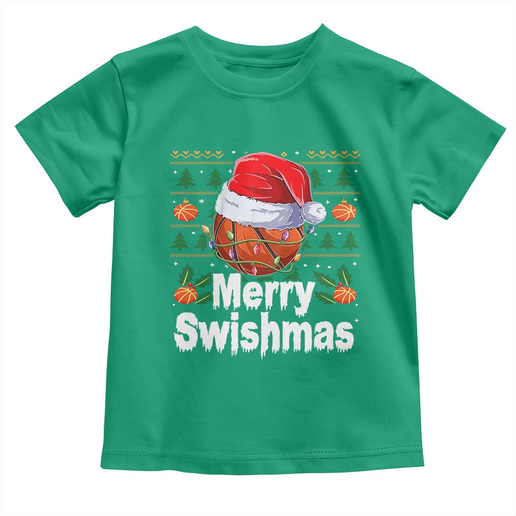 Basketball Christmas Toddler T Shirt Funny Merry Swishmas Sports - Wonder Print Shop