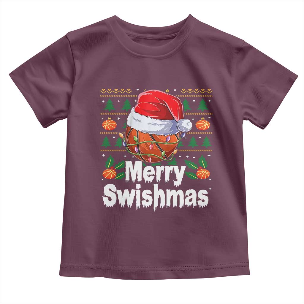 Basketball Christmas Toddler T Shirt Funny Merry Swishmas Sports - Wonder Print Shop