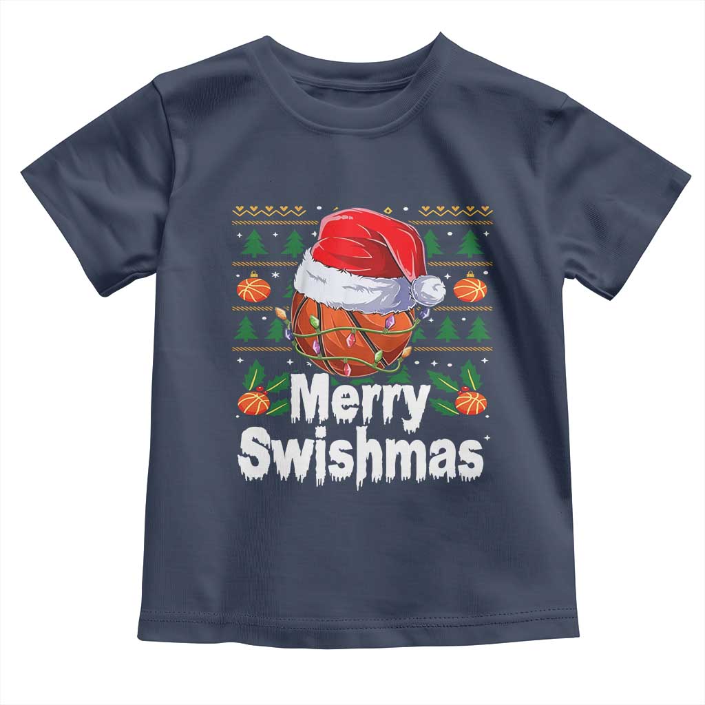 Basketball Christmas Toddler T Shirt Funny Merry Swishmas Sports - Wonder Print Shop
