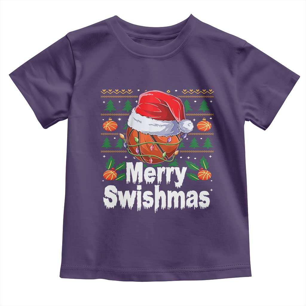 Basketball Christmas Toddler T Shirt Funny Merry Swishmas Sports - Wonder Print Shop