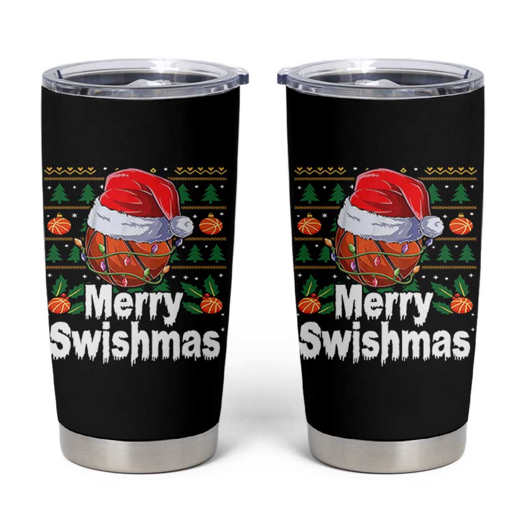 Basketball Christmas Tumbler Cup Funny Merry Swishmas Sports