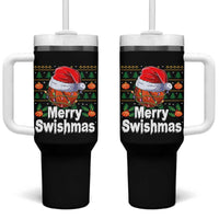 Basketball Christmas Tumbler With Handle Funny Merry Swishmas Sports