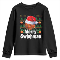 Basketball Christmas Youth Sweatshirt Funny Merry Swishmas Sports - Wonder Print Shop