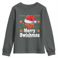 Basketball Christmas Youth Sweatshirt Funny Merry Swishmas Sports - Wonder Print Shop