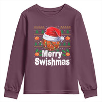 Basketball Christmas Youth Sweatshirt Funny Merry Swishmas Sports - Wonder Print Shop