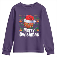 Basketball Christmas Youth Sweatshirt Funny Merry Swishmas Sports - Wonder Print Shop