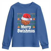 Basketball Christmas Youth Sweatshirt Funny Merry Swishmas Sports - Wonder Print Shop