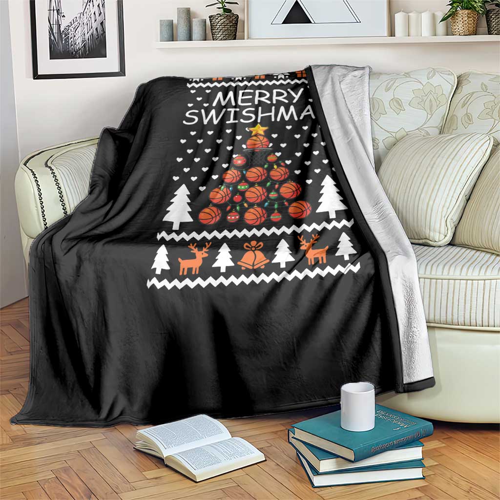 Basketball Merry Swishmas Throw Blanket Christmas Tree Sports - Wonder Print Shop