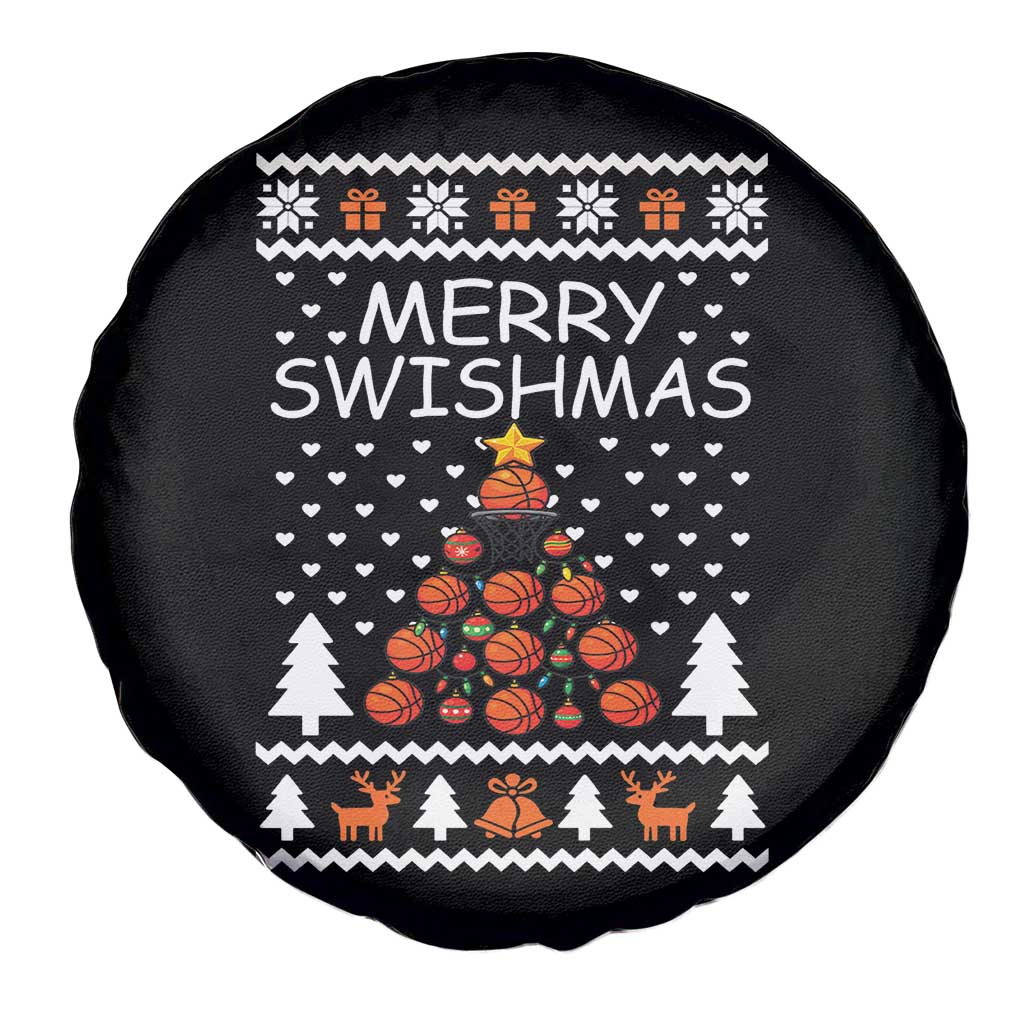 Basketball Merry Swishmas Spare Tire Cover Christmas Tree Sports - Wonder Print Shop