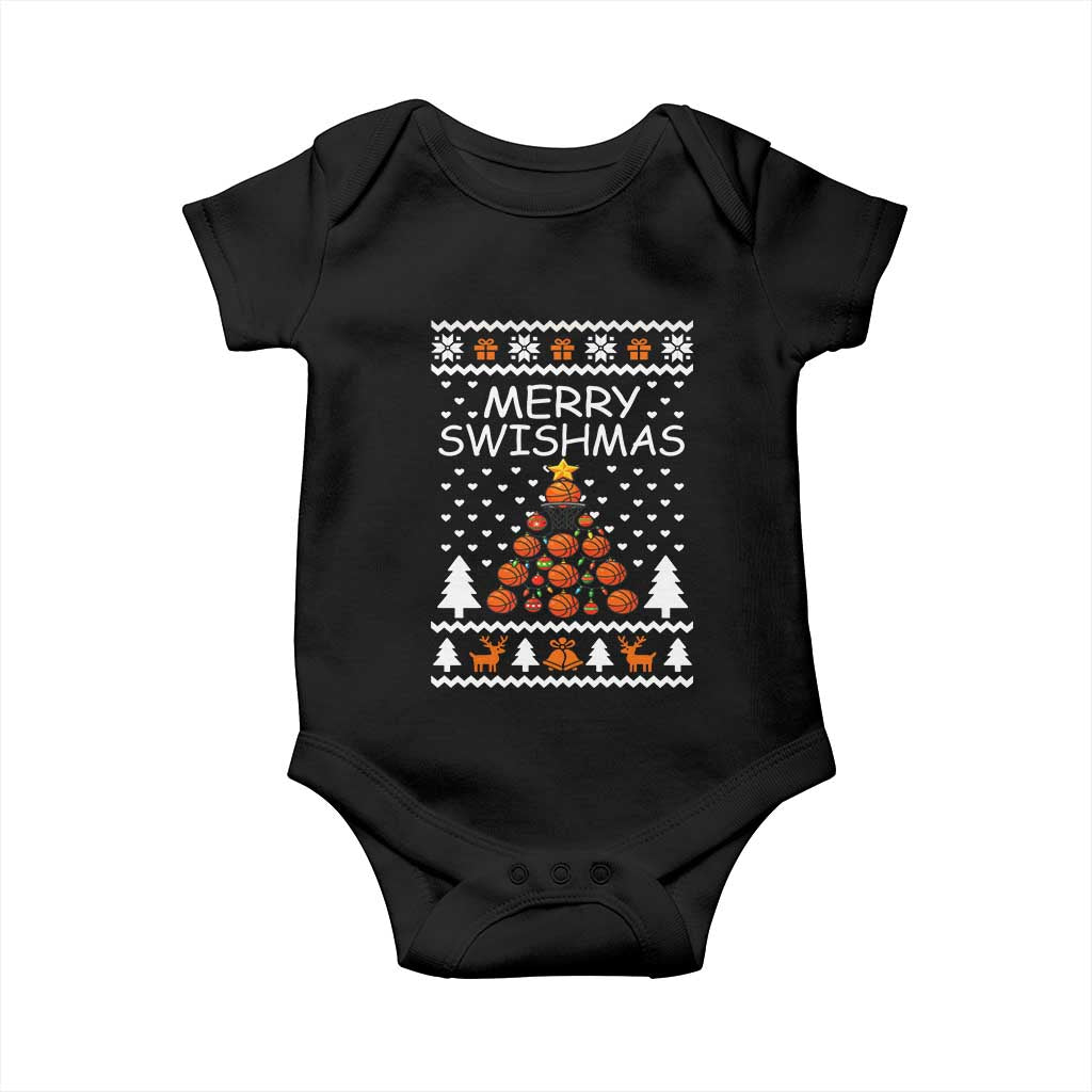 Basketball Merry Swishmas Baby Onesie Christmas Tree Sports - Wonder Print Shop